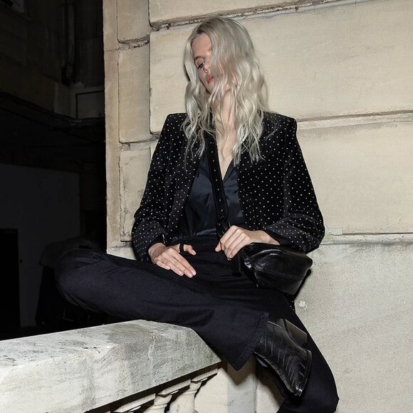 NWT Zadig & Voltaire | Visko Velvet Glitter Dots Blazer - Picture 6 of 16